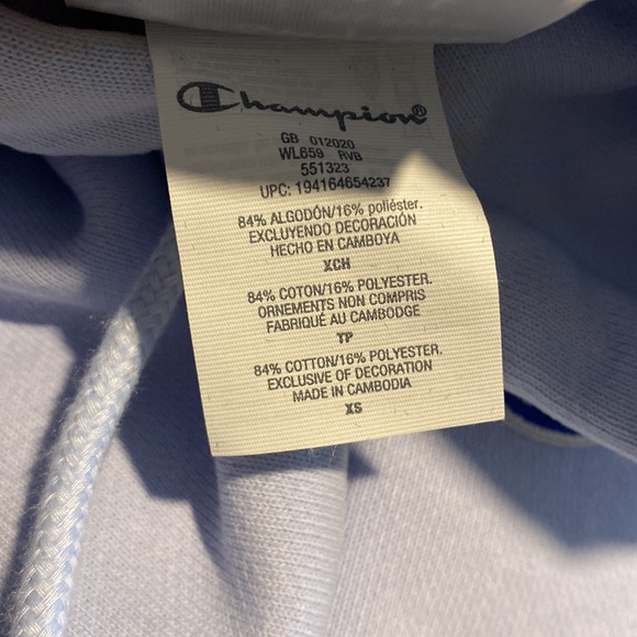 Light Blue Champion Cropped Hoodie - Picture 3 of 3